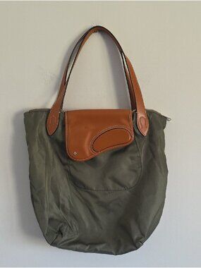 LAUREN RALPH LAUREN | Nylon Tote Bag Wooten Style Olive Green Brown